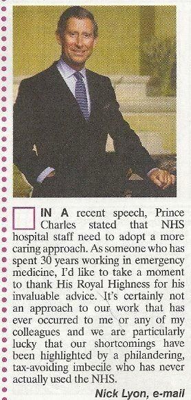 Email from Nick Lyon on HRH comments on NHS